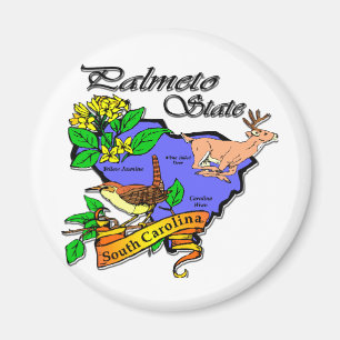 South Carolina Colourful State Deer Flower Bird Magnet