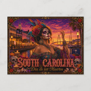 South Carolina Día de los Muertos Retro Postcard