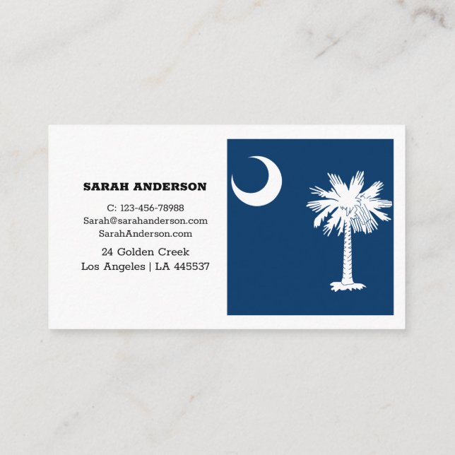 South Carolina Elegant Business Card, Flag / USA Card (Back)