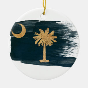 South Carolina Flag Ceramic Tree Decoration