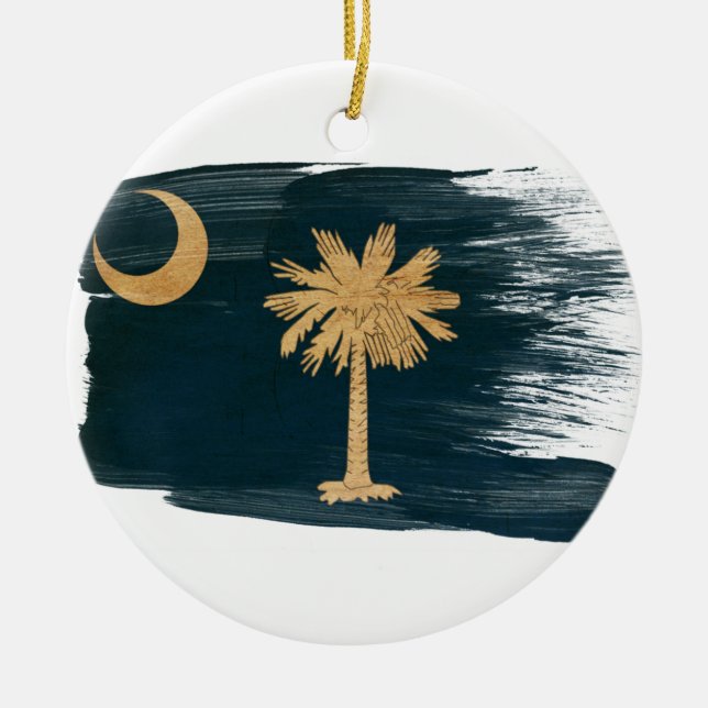 South Carolina Flag Ceramic Tree Decoration (Front)