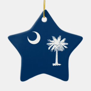 South Carolina Flag Ceramic Tree Decoration
