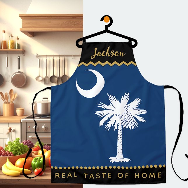 South Carolina Flag Chefs Apron, Carolina Apron (Patriotic South Carolina Chefs Apron / name)
