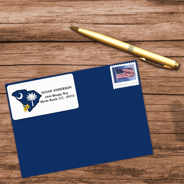 South Carolina Flag + Flower Yellow Jessamine Label (Creator Uploaded)