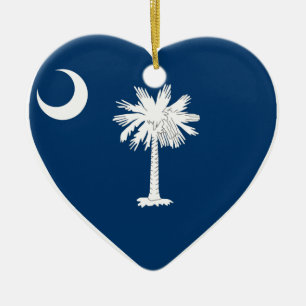 South Carolina Flag Heart Ceramic Ornament