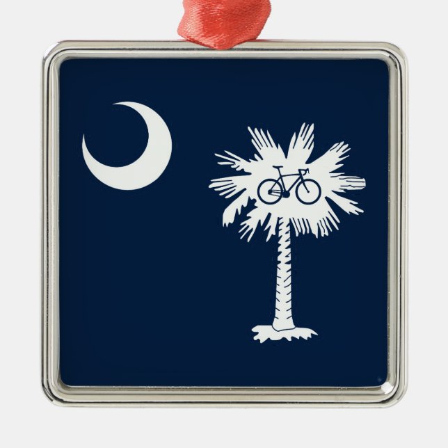 South Carolina Flag Palm Tree Bike Metal Ornament (Front)