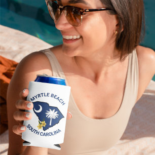 South Carolina Flag State Flower Yellow Jessamine Can Cooler