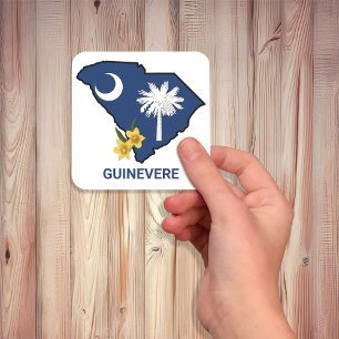 South Carolina Flag State Flower Yellow Jessamine Square Sticker