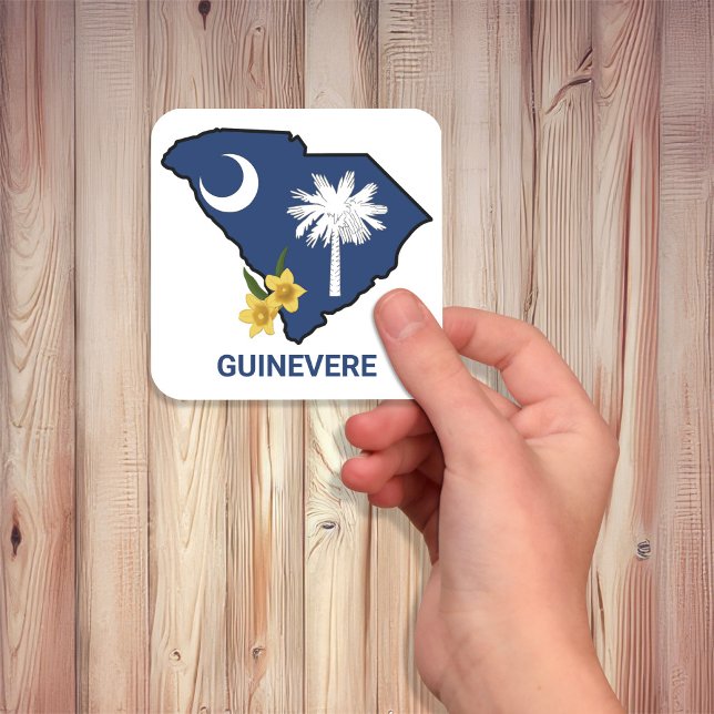 South Carolina Flag State Flower Yellow Jessamine Square Sticker (Creator Uploaded)