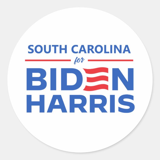 South Carolina for Biden Harris Classic Round Sticker (Front)