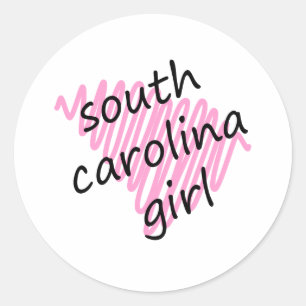 South Carolina Girl with Scribbled South Carolina Classic Round Sticker