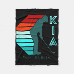 South Carolina Golfing Pro Retro Beach Kiawah Isla Fleece Blanket