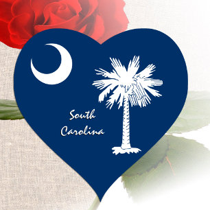 South Carolina Heart Sticker, Carolina Flag Sticker