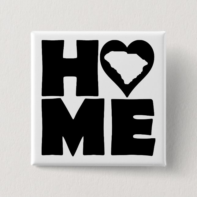 South Carolina Home Heart State Button Badge Pin (Front)