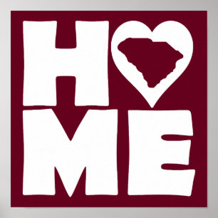 South Carolina Home Heart State Poster Sign