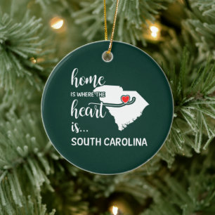 South Carolina home is where the heart is Ceramic Ornament
