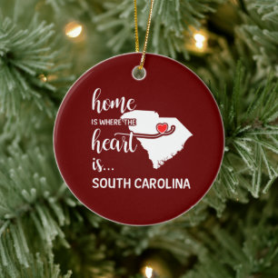 South Carolina home is where the heart is Ceramic  Ornament