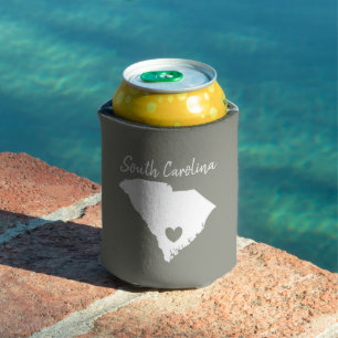South Carolina Home State Map Love Heart Shape Can Cooler