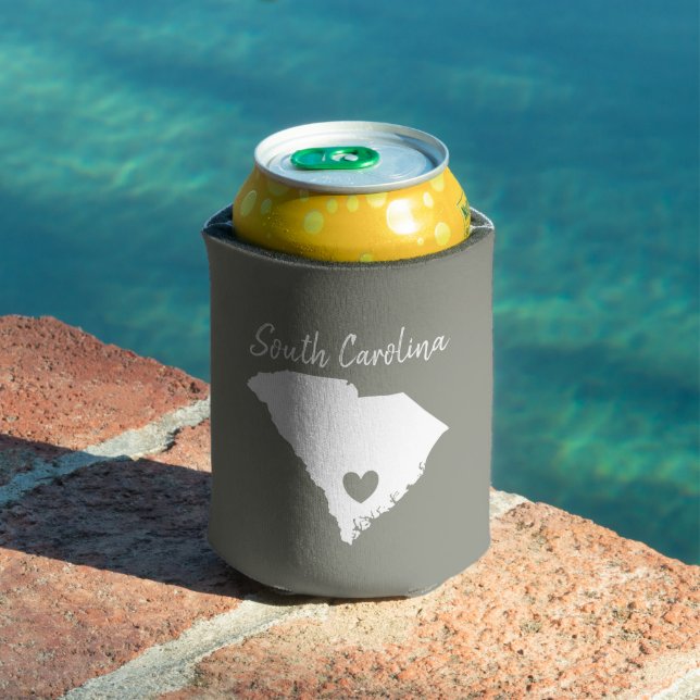 South Carolina Home State Map Love Heart Shape     Can Cooler (In Situ Pool)