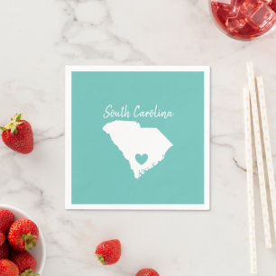 South Carolina Home State Map Love Heart Shape Napkin