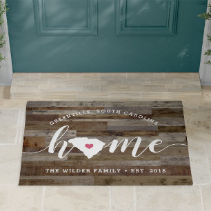 South Carolina Home State Personalised Wood Look Doormat