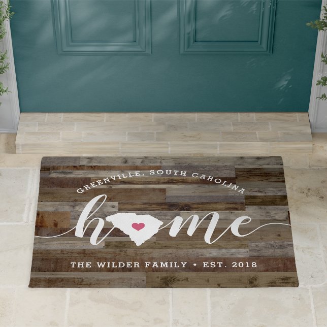 South Carolina Home State Personalised Wood Look Doormat (Creator Uploaded)