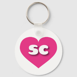 South Carolina hot pink heart - I love sc Key Ring