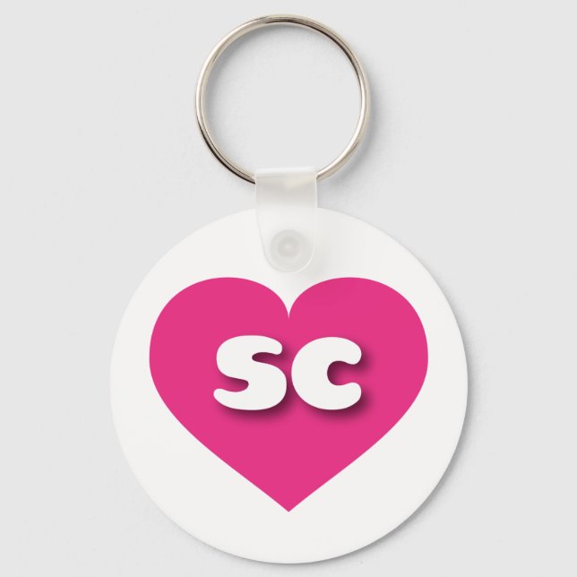 South Carolina hot pink heart - I love sc Key Ring (Front)