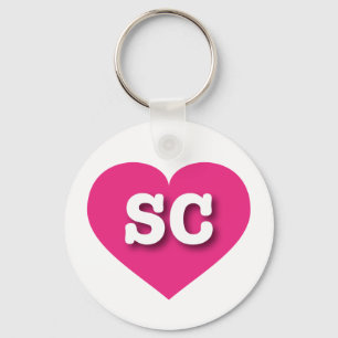 South Carolina Hot Pink Heart - I love SC Key Ring