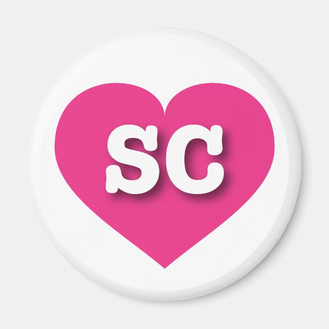 South Carolina Hot Pink Heart - I love SC Magnet (Front)