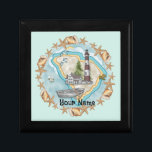 South Carolina Lighthouse Gift Box<br><div class="desc">Shells South Carolina Lighthouse gift box by ArtMuvz Illustration. Matching watercolor lighthouse t shirt, apparel, nautical clothing, lighthouse collector apparel. Lighthouse gifts are a great way to show someone you care, especially if they love the ocean, the coast, or lighthouses themselves. Lighthouses are iconic symbols of hope, guidance, and safety,...</div>