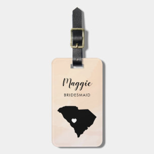 South Carolina Map Luggage Tag, Wedding Party Tag