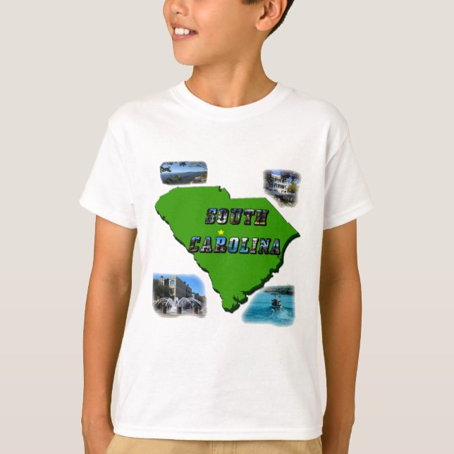 South Carolina Map, Photos and Text T-Shirt (Front)