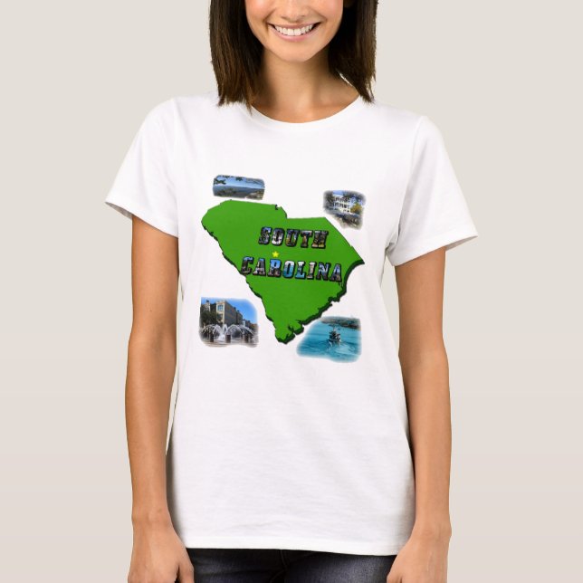 South Carolina Map, Photos and Text T-Shirt (Front)