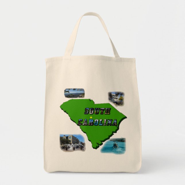 South Carolina Map, Photos and Text Tote Bag (Front)