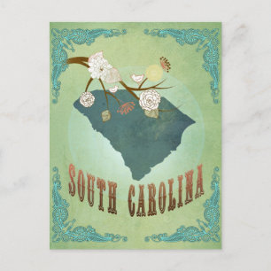 South Carolina Modern Vintage State Map – Green Postcard