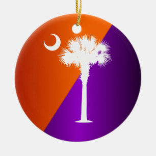 South Carolina Orange & Purple Ceramic Ornament