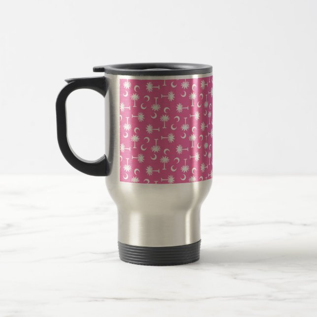 South Carolina Palmetto Moon Flag Pink Travel Mug (Left)