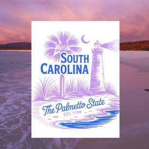 South Carolina Palmetto State Est. 1788 Travel Postcard