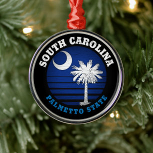SOUTH CAROLINA PALMETTO STATE FLAG METAL ORNAMENT