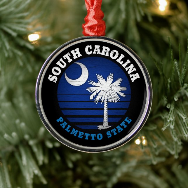 SOUTH CAROLINA PALMETTO STATE FLAG METAL ORNAMENT (Tree)