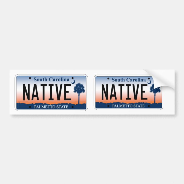 South Carolina Palmetto Sunrise Native Plate Bumper Sticker (Front)