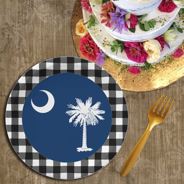 South Carolina Plate, buffalo plaid, Carolina Flag Paper Plate (Creator Uploaded)