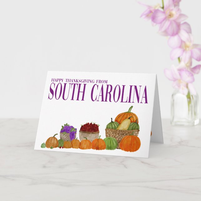 South Carolina Pumpkins Thanksgiving Card (Orchid)