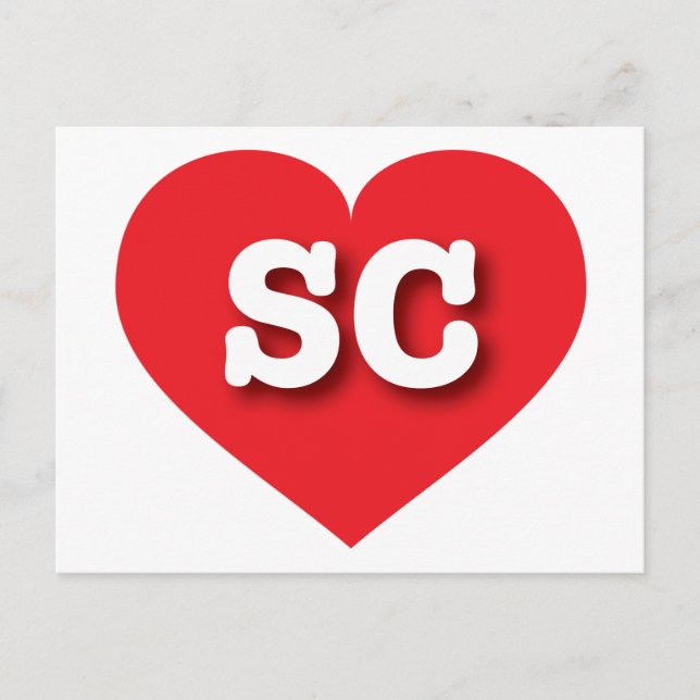 South Carolina Red Heart - I love SC Postcard (Front)