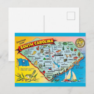 South Carolina Retro Postcard