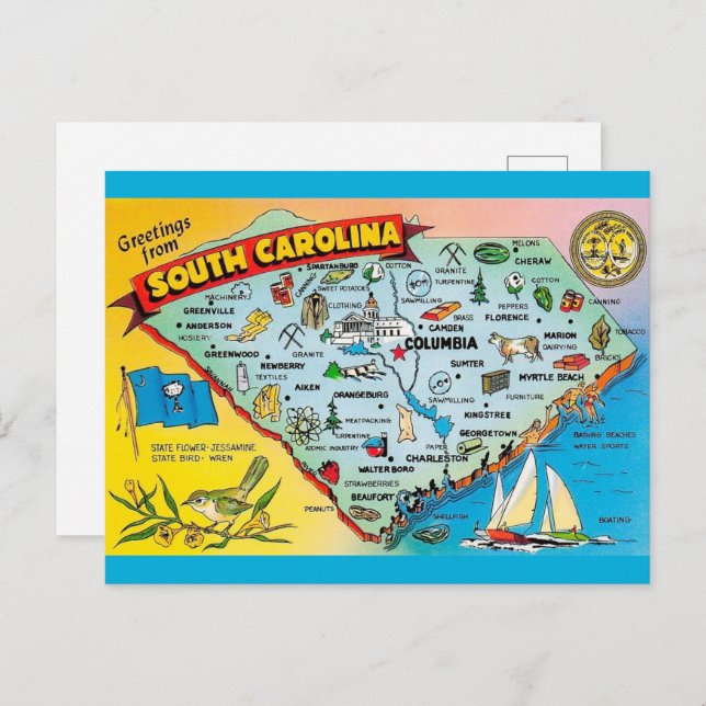 South Carolina Retro Postcard (Front/Back)