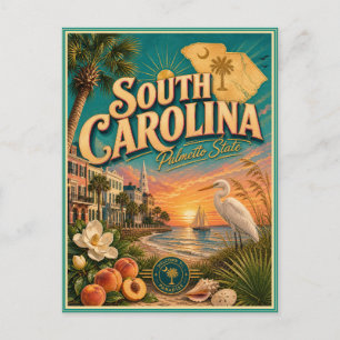South Carolina Retro Travel Souvenir Postcard