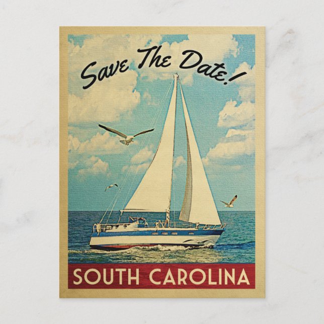 South Carolina Save The Date Sailboat Nautical Announcement Postcard (Front)