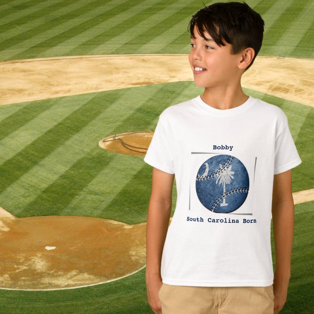 South Carolina SC Born Sports Baseball Kids  T-Shirt (Creator Uploaded)